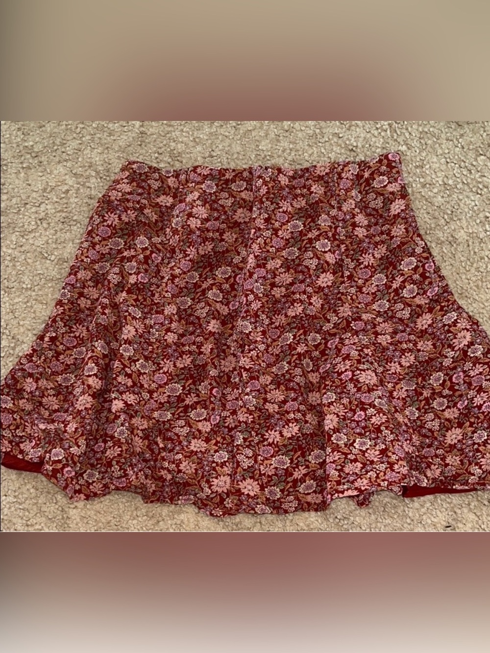 American Eagle Red Floral Vintage Mini Skirt